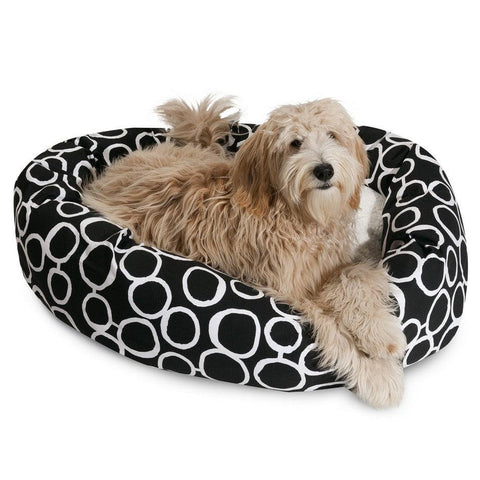 Fusion Sherpa Bagel Dog Bed – Plush Sherpa & Cotton Twill – Made in USA Majestic Pet 