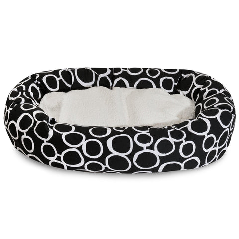 Fusion Sherpa Bagel Dog Bed – Plush Sherpa & Cotton Twill – Made in USA Majestic Pet 