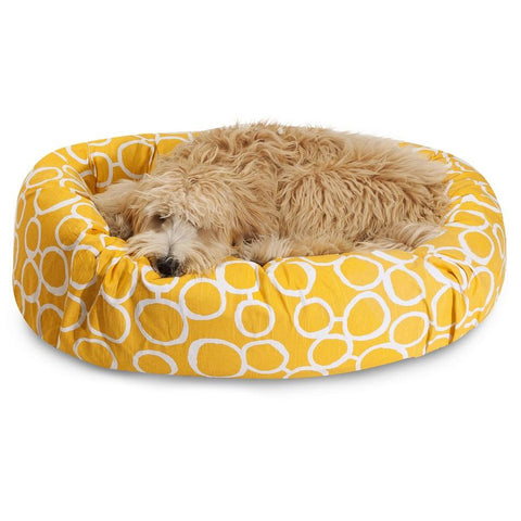Fusion Sherpa Bagel Dog Bed – Plush Sherpa & Cotton Twill – Made in USA Majestic Pet 