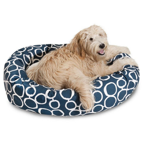 Fusion Sherpa Bagel Dog Bed – Plush Sherpa & Cotton Twill – Made in USA Majestic Pet 