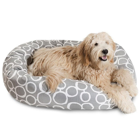 Fusion Sherpa Bagel Dog Bed – Plush Sherpa & Cotton Twill – Made in USA Majestic Pet 