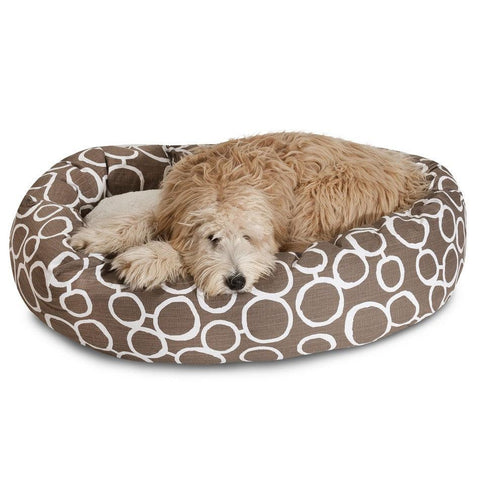 Fusion Sherpa Bagel Dog Bed – Plush Sherpa & Cotton Twill – Made in USA Majestic Pet 