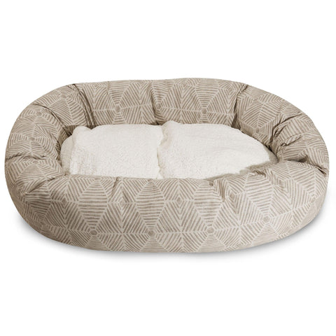 Charlie Sherpa Bagel Dog Bed – Plush Cotton Twill Pet Cushion | Made in USA Majestic Pet 