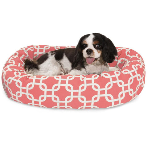 Cotton Sherpa Dog Bed – Coral Patterned Plush Pet Lounger | Made in USA Majestic Pet 
