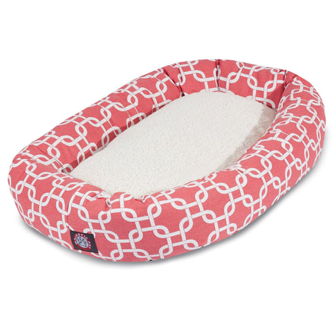 Cotton Sherpa Dog Bed – Coral Patterned Plush Pet Lounger | Made in USA Majestic Pet 