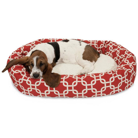 Sherpa Bagel Dog Bed – Outdoor Polyester With Plush Center – Made in USA Majestic Pet 