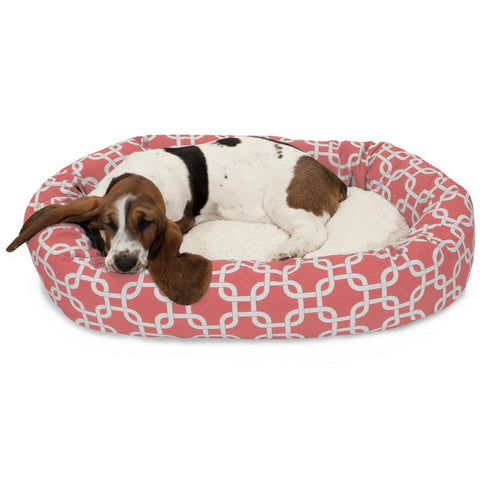Cotton Sherpa Dog Bed – Coral Patterned Plush Pet Lounger | Made in USA Majestic Pet 