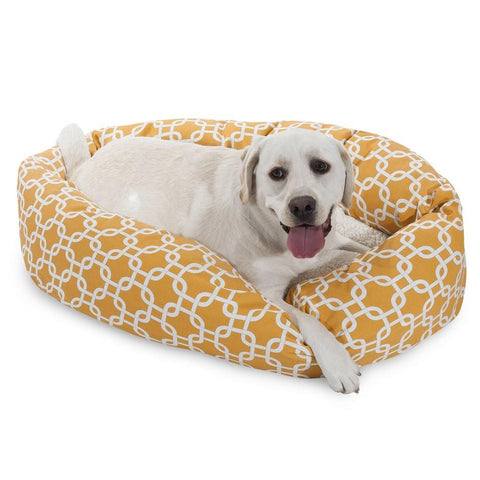 Sherpa Bagel Dog Bed – Outdoor Polyester With Plush Center – Made in USA Majestic Pet 