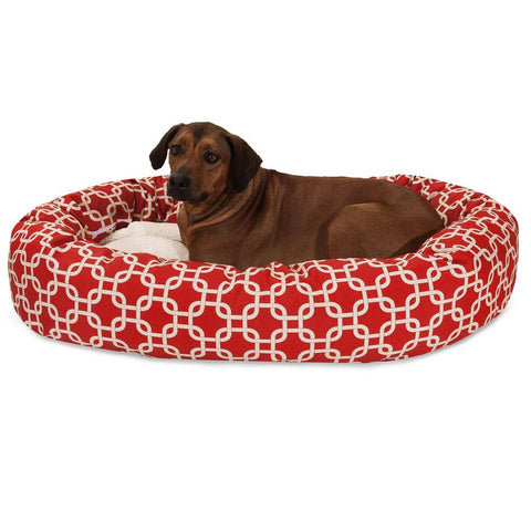 Sherpa Bagel Dog Bed – Outdoor Polyester With Plush Center – Made in USA Majestic Pet 