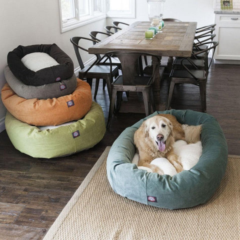 Villa Sherpa Bagel Dog Bed – Plush Sherpa Comfort – Durable Polyester Micro-Velvet | Made in USA Majestic Pet 