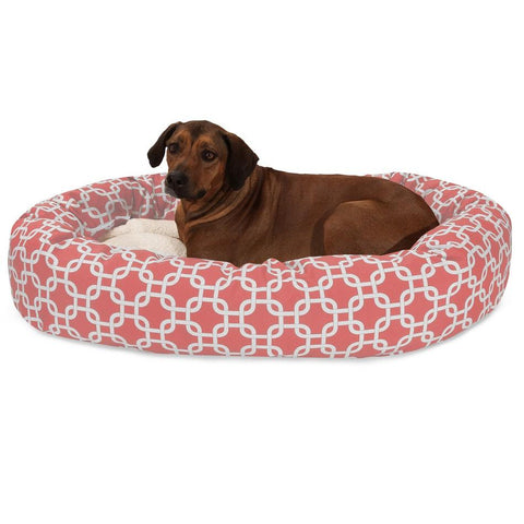 Cotton Sherpa Dog Bed – Coral Patterned Plush Pet Lounger | Made in USA Majestic Pet 