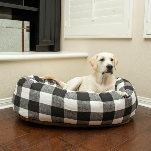 Majestic Pet Anderson Checkered Cotton Bagel Dog Bed – Cozy Plush | Made in USA Majestic Pet 