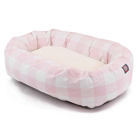 Sherpa Bagel Dog Bed – Black White Check Cotton – Majestic Pet | Made in USA Majestic Pet 