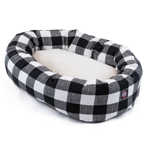 Sherpa Bagel Dog Bed – Black White Check Cotton – Majestic Pet | Made in USA Majestic Pet 