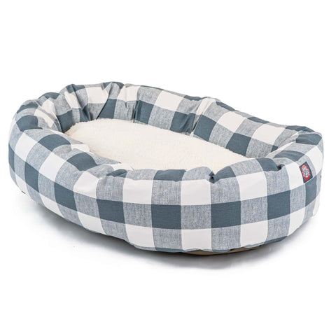 Sherpa Bagel Dog Bed – Black White Check Cotton – Majestic Pet | Made in USA Majestic Pet 