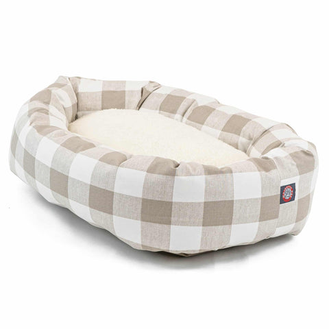 Sherpa Bagel Dog Bed – Black White Check Cotton – Majestic Pet | Made in USA Majestic Pet 