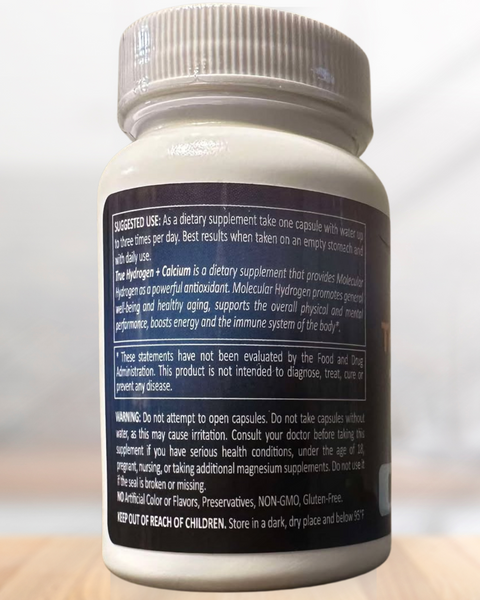 True Hydrogen Plus Calcium Dietary Supplement – 60 Veggie Capsules | Made in USA Eagle H2 