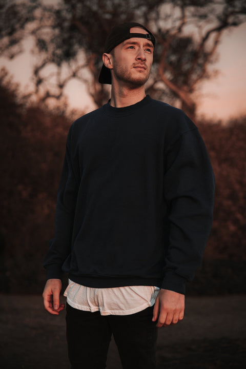 Navy Crewneck Sweatshirt – Classic Cotton Blend – Unisex | Made in USA Proudly USA  Fleece