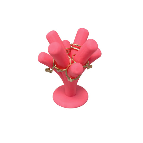 8-Branch Pink Jewelry Ring Display Stand – Made in USA Organizer Chatelet Manufacturing 