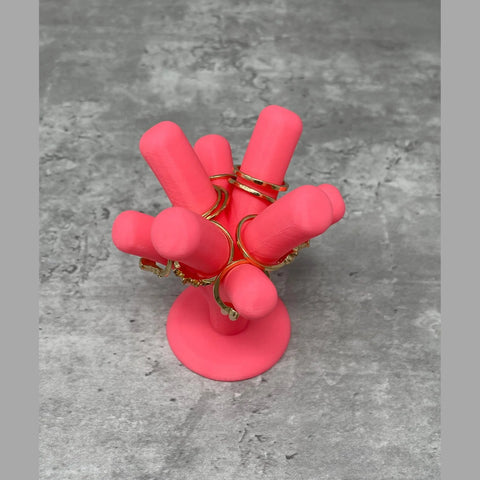 8-Branch Pink Jewelry Ring Display Stand – Made in USA Organizer Chatelet Manufacturing 