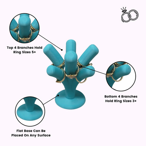 8-Branch Pink Jewelry Ring Display Stand – Made in USA Organizer Chatelet Manufacturing 