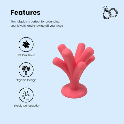 8-Branch Pink Jewelry Ring Display Stand – Made in USA Organizer Chatelet Manufacturing 