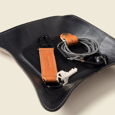 8 Inch Black Leather Travel Valet Tray – Personalized Organizer | Handmade in USA CASUPO  Small Leather Goods
