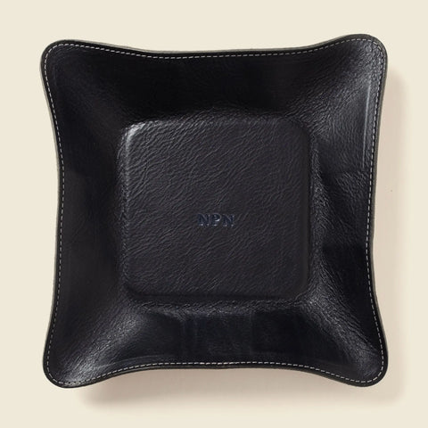 8 Inch Black Leather Travel Valet Tray – Personalized Organizer | Handmade in USA CASUPO  Small Leather Goods