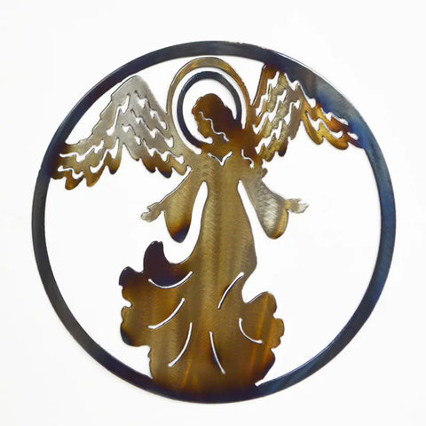 8.5 Inch Angel Metal Wall Art – Handcrafted Circle Spiritual Decor | Made in USA Knights Home Decor  item