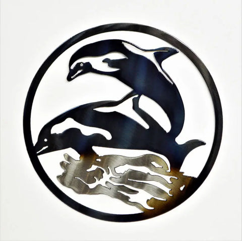 8.5 Inch Dolphin Circle Wall Art – Ocean Life Metal Decor | Handcrafted Made in USA Knights Home Decor  item