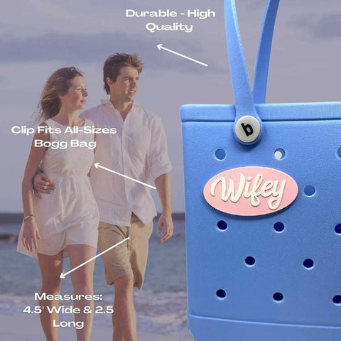 Wifey Charm Accessory for Tote Bags – Pink Decorative Bag Tag | Made in USA Chatelet Manufacturing 
