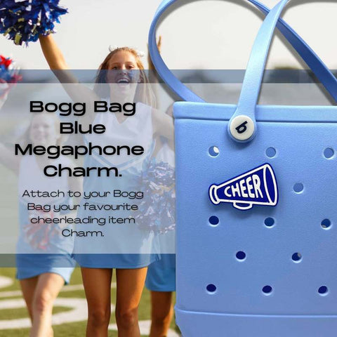 Blue Megaphone Cheerleading Charm – Bogg Bag Accessory | Made in USA Chatelet Manufacturing 