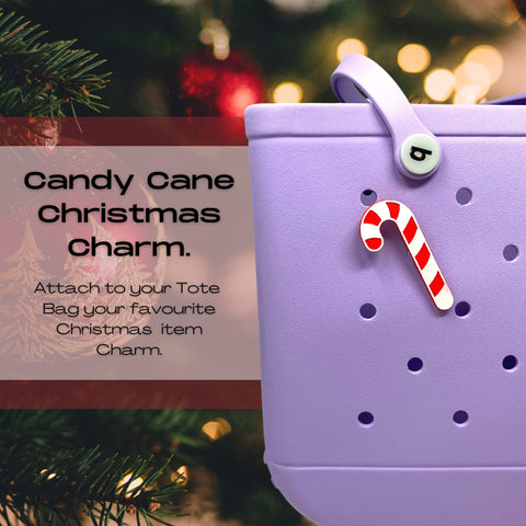 Christmas Candy Cane Tote Bag Charm – Festive Holiday Accessory | Made in USA Chatelet Manufacturing 