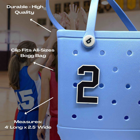 Jersey Sports Number Charm – Bag Accessory for Bogg Bags | Made in USA Chatelet Manufacturing 