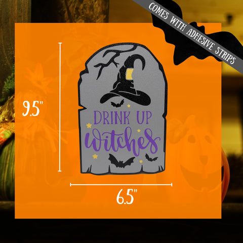 Halloween Drink Up Witches Wall Decor Sign – 9.5x6.5 Inch – Made in USA Chatelet Manufacturing 
