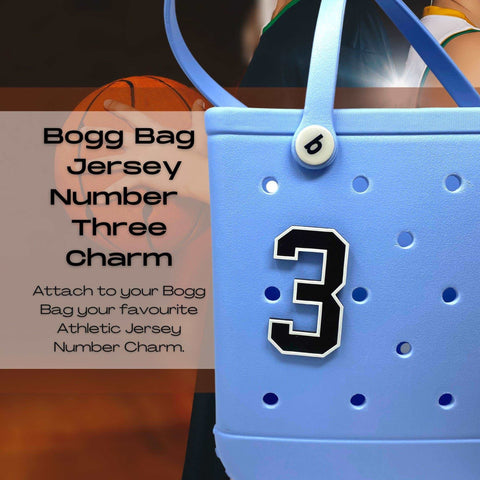 Jersey Sports Number Charm – Bag Accessory for Bogg Bags | Made in USA Chatelet Manufacturing 