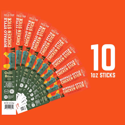 Field Trip Buffalo Style Chicken Sticks 1oz Pack (10ct) – Spicy Protein Snack | Made in USA Field Trip 