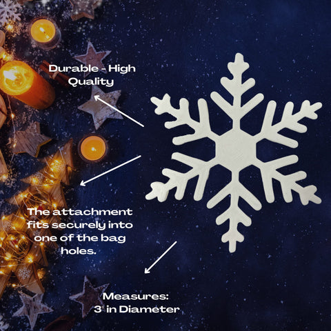 Snowflake Christmas Tote Bag Charm – Durable Plastic Accessory | Made in USA Chatelet Manufacturing 