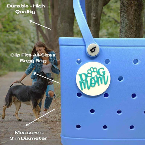 Dog Mom Tote Bag Charm – Decorative Accessory for Bogg Bags | Made in USA Chatelet Manufacturing 