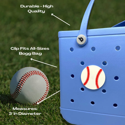 Baseball Sport Charm for Bogg Bags – Durable Tote Bag Accessory | Made in USA Chatelet Manufacturing 