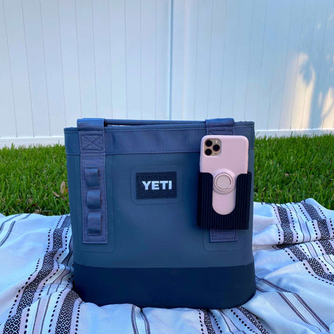Black Phone Holder Attachment for Yeti Soft Coolers and Backpacks – Made in USA Chatelet Manufacturing 