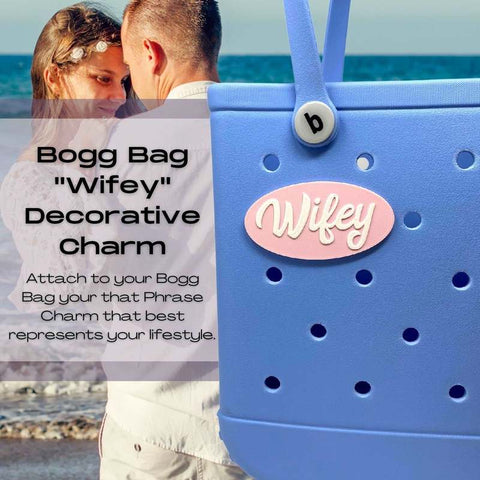 Wifey Charm Accessory for Tote Bags – Pink Decorative Bag Tag | Made in USA Chatelet Manufacturing 