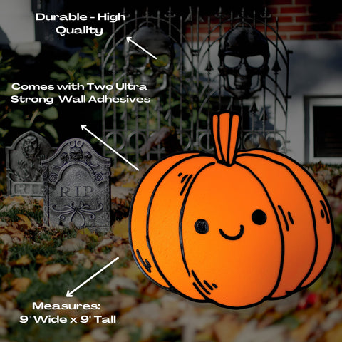Kawaii Halloween Jack-O-Lantern Wall Decor – Cute Pumpkin Sign | Made in USA Chatelet Manufacturing 