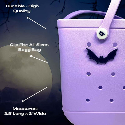 Halloween Bat Tote Bag Charm – Bogletts Spooky Accessory for Bogg Bags | Made in USA Chatelet Manufacturing 