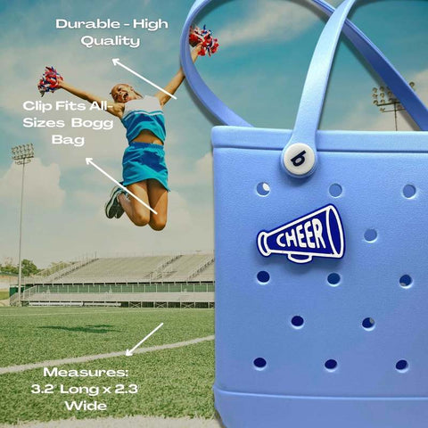 Blue Megaphone Cheerleading Charm – Bogg Bag Accessory | Made in USA Chatelet Manufacturing 