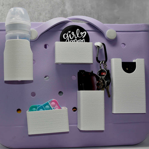 Bogg Bag Tote Accessories Bundle – White Phone Case Key Wallet Bottle Holders | Made in USA Chatelet Manufacturing 