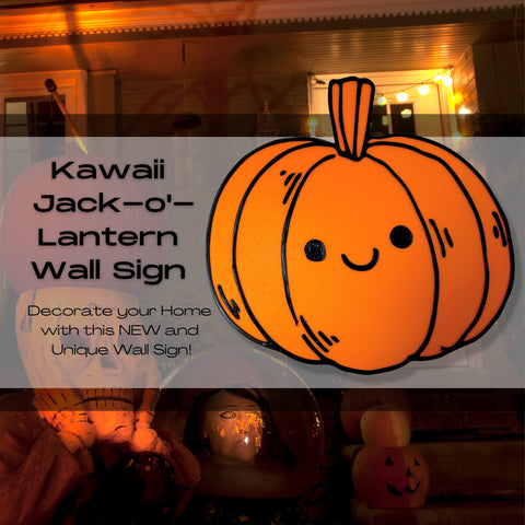 Kawaii Halloween Jack-O-Lantern Wall Decor – Cute Pumpkin Sign | Made in USA Chatelet Manufacturing 