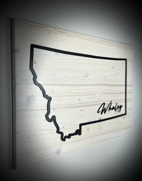 Custom Montana State Wall Sign – 24x16 Inch Personalized Wooden Decor | Made in USA B. James Design & Woodwork 