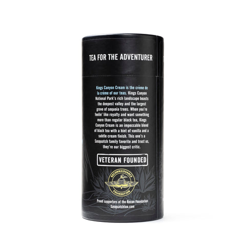 Kings Canyon Cream Vanilla Black Tea – Premium 20 Sachets | Made in USA Sasquatch Tea Co  Tea