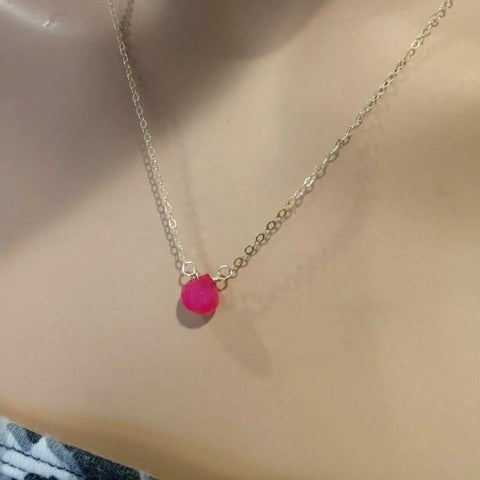 8x8mm Hot Pink Chalcedony Necklace – 14kt Gold Filled Chain | Made in USA Alexa Martha Designs  Necklaces
